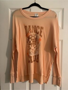 aerie Peach 'Dance Club' Long Sleeve Waffle Tee